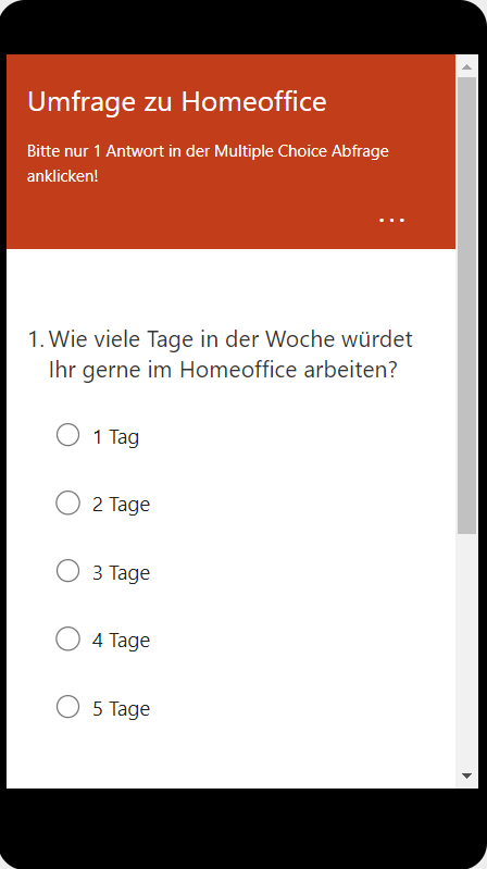 So könnte eine Umfrage auf dem Smartphone aussehen  | © Screenshot ifb