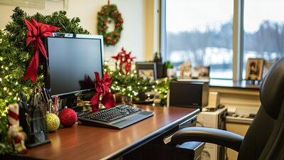 Weihnachtsdeko im Büro | © AdobeStock | The prominence