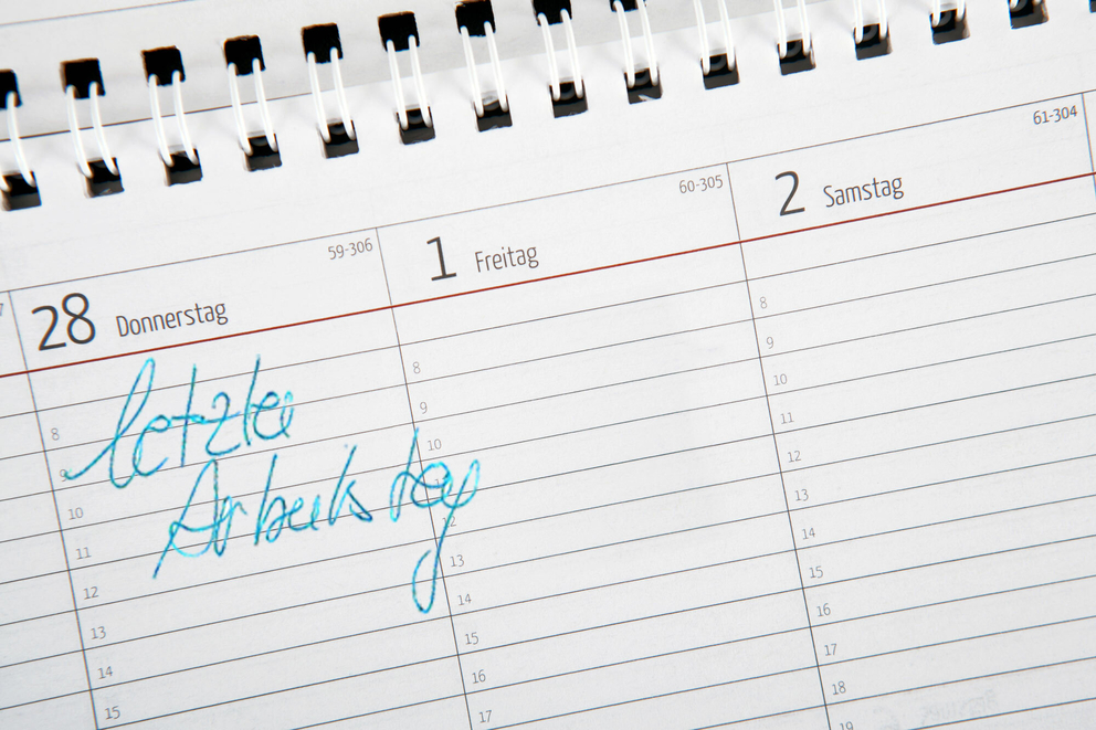 Kalenderblatt letzter Arbeitstag | © Fotolia.com | Janina Dierks